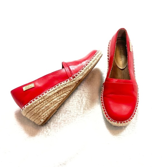 Kenneth Cole Reaction Clo A-Line Wedge Espadrille Slip On Pump Solid Red Size 5 - Picture 1 of 8